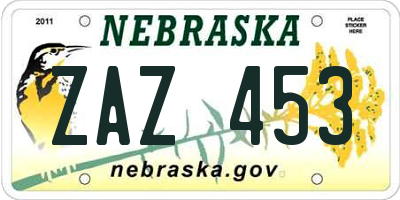NE license plate ZAZ453