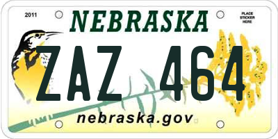 NE license plate ZAZ464