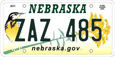 NE license plate ZAZ485