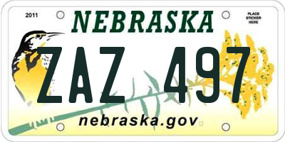 NE license plate ZAZ497