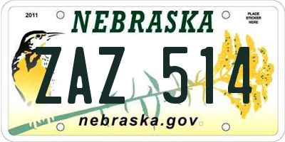 NE license plate ZAZ514