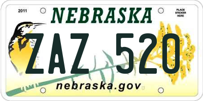 NE license plate ZAZ520
