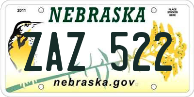 NE license plate ZAZ522
