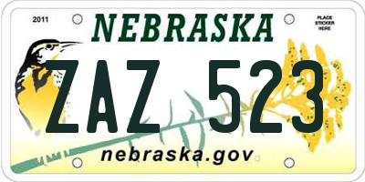 NE license plate ZAZ523