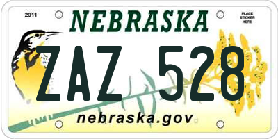 NE license plate ZAZ528