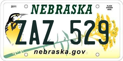 NE license plate ZAZ529