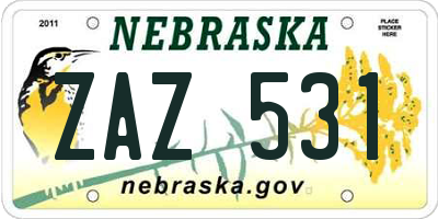 NE license plate ZAZ531