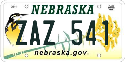NE license plate ZAZ541