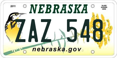 NE license plate ZAZ548
