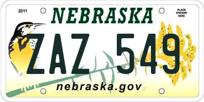 NE license plate ZAZ549