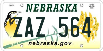 NE license plate ZAZ564