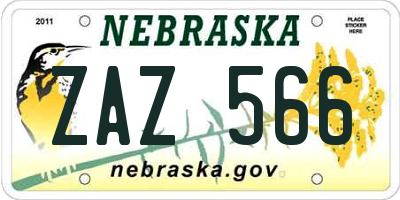 NE license plate ZAZ566