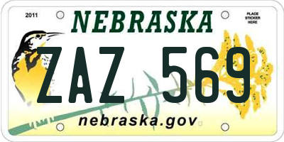 NE license plate ZAZ569