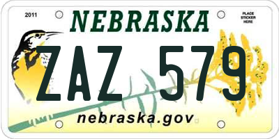 NE license plate ZAZ579