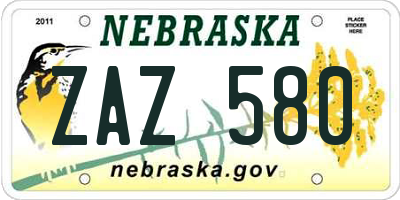 NE license plate ZAZ580