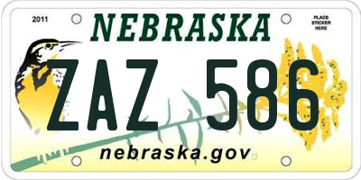 NE license plate ZAZ586