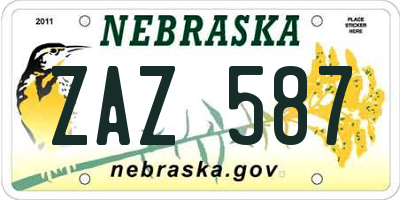 NE license plate ZAZ587