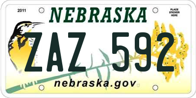 NE license plate ZAZ592
