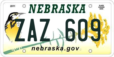 NE license plate ZAZ609