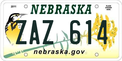 NE license plate ZAZ614