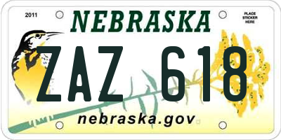 NE license plate ZAZ618