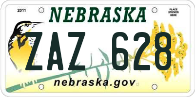 NE license plate ZAZ628