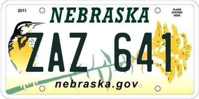 NE license plate ZAZ641