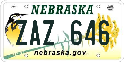 NE license plate ZAZ646