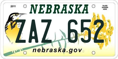 NE license plate ZAZ652