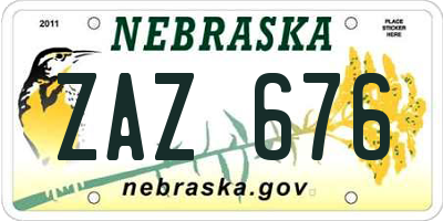 NE license plate ZAZ676