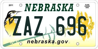 NE license plate ZAZ696