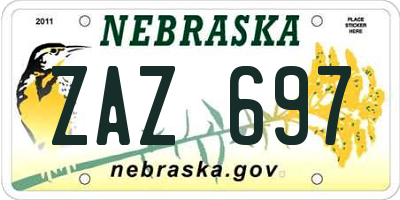 NE license plate ZAZ697
