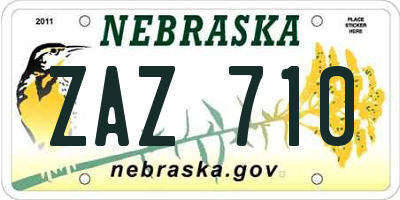 NE license plate ZAZ710