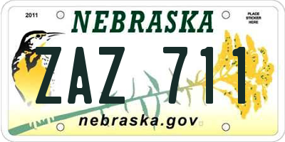 NE license plate ZAZ711