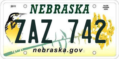 NE license plate ZAZ742