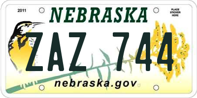 NE license plate ZAZ744