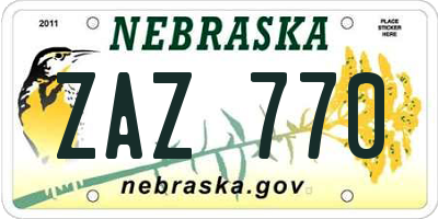 NE license plate ZAZ770