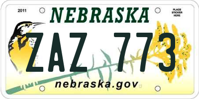 NE license plate ZAZ773