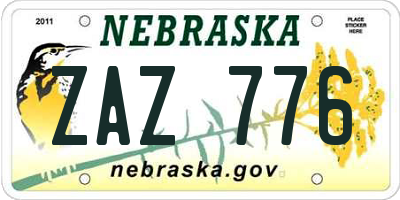 NE license plate ZAZ776