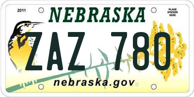 NE license plate ZAZ780