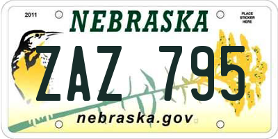 NE license plate ZAZ795