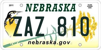 NE license plate ZAZ810