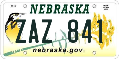 NE license plate ZAZ841
