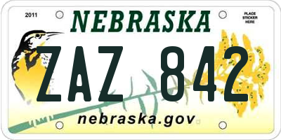NE license plate ZAZ842