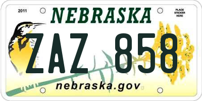 NE license plate ZAZ858