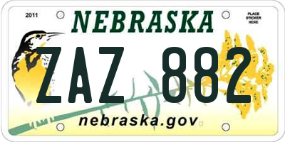 NE license plate ZAZ882