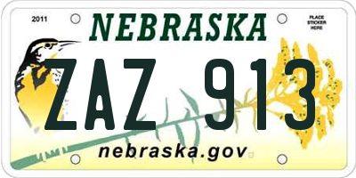 NE license plate ZAZ913
