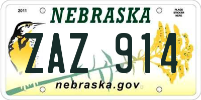 NE license plate ZAZ914
