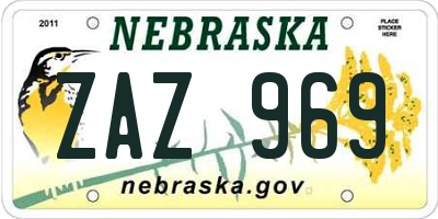 NE license plate ZAZ969