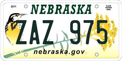 NE license plate ZAZ975
